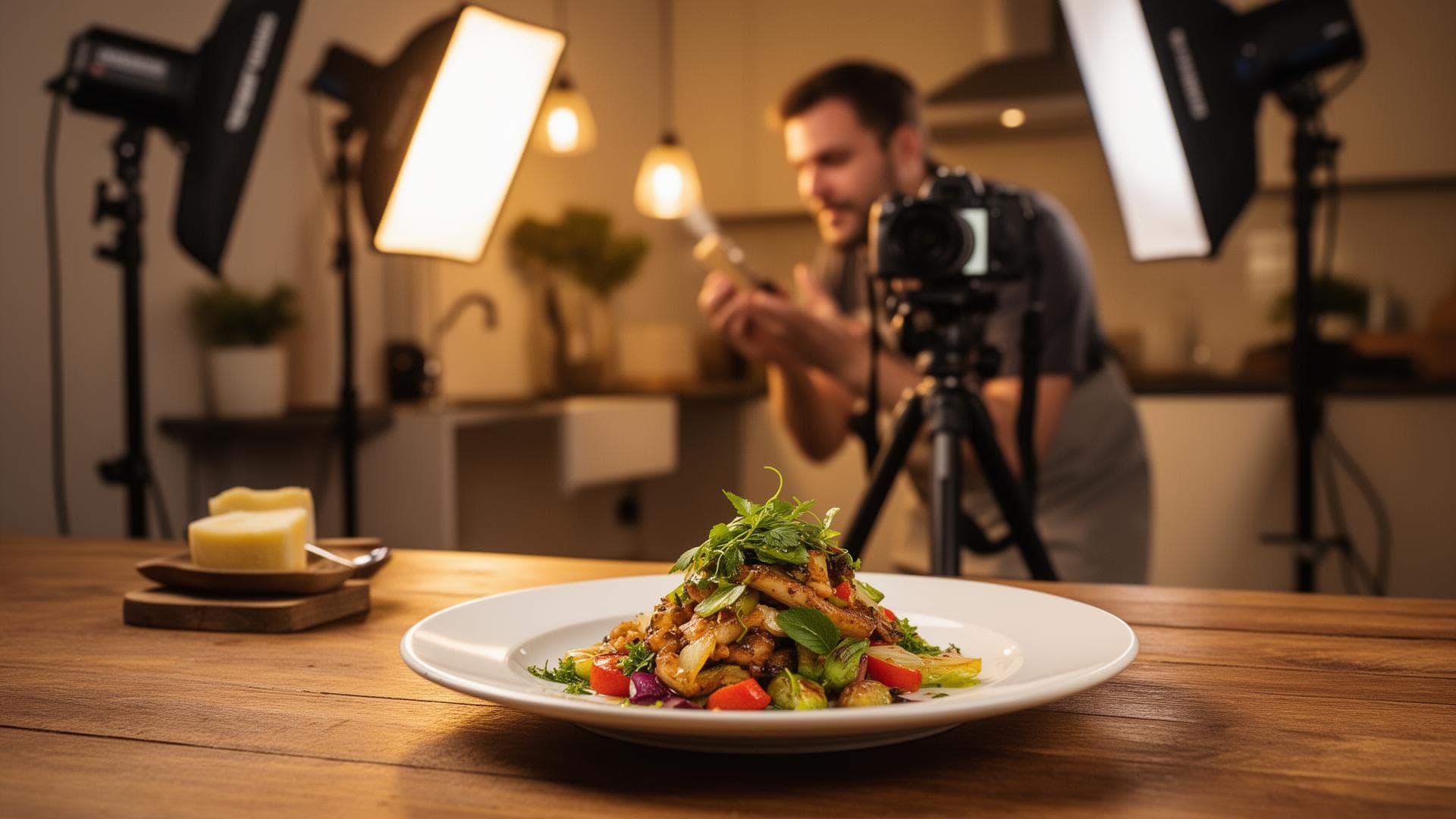 Home chefs learning food photography at Habuyta workshop with professional equipment